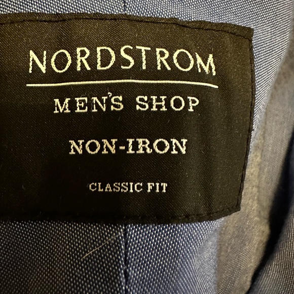 Nordstrom Mens Shop Non Iron 18.5 Long Sleeve Button Up Shirt Classic Fit 34” - Picture 6 of 9